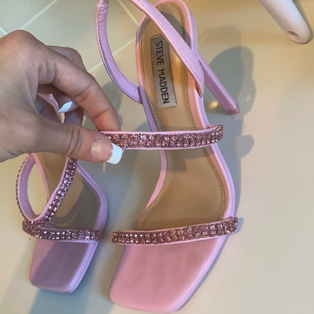 Pink diamond studded rhinestone heels Steve Madden size 6.5